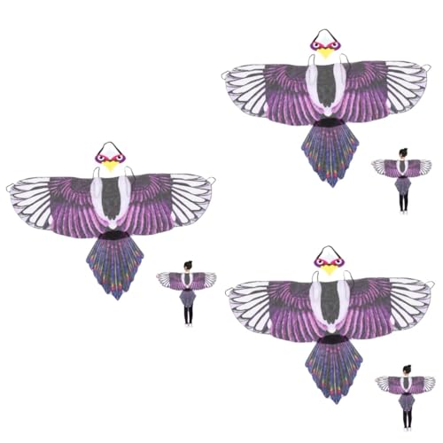 BESTonZON 3 Sätze Adlerflügel Kostüm Set Leichtes Bequemes Cosplay Accessoire für Halloween Party und Karneval Dekorative Vogel Flügel für Jungen und Mädchen Sicher und Modisch von BESTonZON
