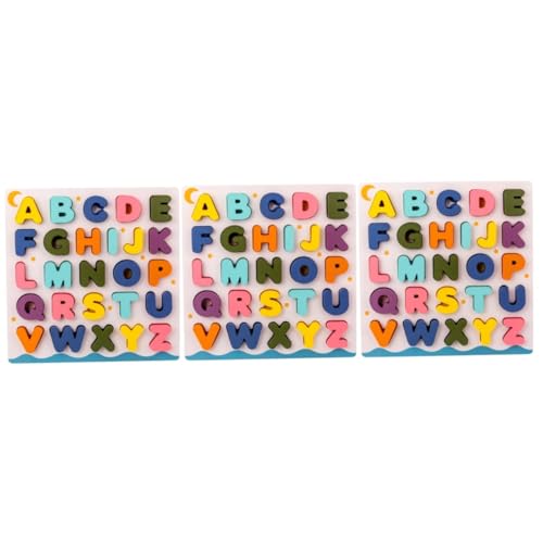 BESTonZON 3 Sätze Alphabet-blöcke-Puzzle-Spielzeug Zahlenrätsel Für Kleinkinder Lernspielzeug Aus Holz Kinderspielzeug Passendes Spielzeug Für Kinder Kinderblöcke Hölzern Anzahl Lerntafel 3D von BESTonZON