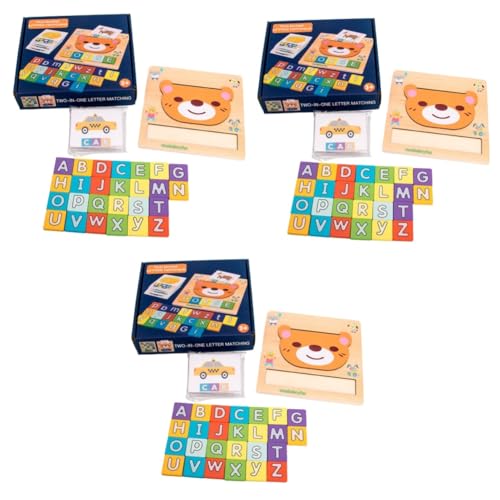BESTonZON 3 Sätze Alphabet-worträtsel Babyspielzeug Hölzern Puzzle Kind Dreidimensional von BESTonZON