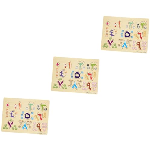BESTonZON 3 Sätze Arabisches Rätsel Kinder holzpuzzle die Schule The School Arabische Buchstaben Puzzle schoe holzpuzzel schooter holzpuzzles motorik intelligent Spielzeug Brett greifen von BESTonZON