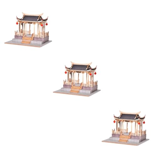 BESTonZON 3 Sätze Spielzeug die chinesen knorrtoys Brücke zusammengebautes Modell Gebäudeschmuck im chinesischen Stil Modelle Mini-Modell DIY-Szenenlayout chinesischer Stil China Plastik von BESTonZON