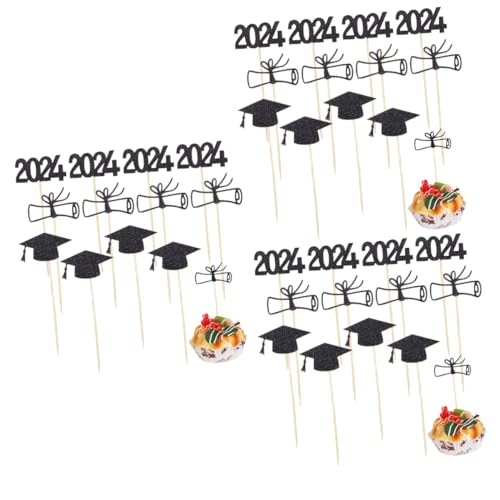 BESTonZON 3 Sätze Graduierungskappe-Kuchendekoration Kuchenauswahl für das neue Jahr Hochzeit Planke Kuchen verzieren kinderdecken abschlussfeier Kuchen Picks Grad Partydekorationen Papier von BESTonZON