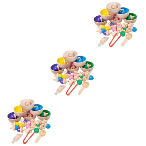 BESTonZON 3 Sätze Gyro-Farbklassifizierung passende Spiele zählen sensorisches Training Kinderspielzeug Farbsortierspielzeug für Kleinkinder Sortierspiel aus Holz stapeln Kreisel von BESTonZON