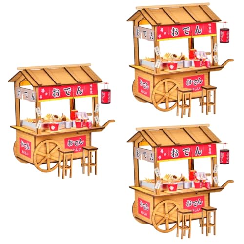 BESTonZON Ornament 3 Sätze Kanto gekochtes Auto selber Bauen füllmaterial Retro Styles Miniaturmöbel aus Holz Zubehör Mini Schubkarre Modelle Miniatur-Odenhaus Vintage- hölzern Mini Auto von BESTonZON