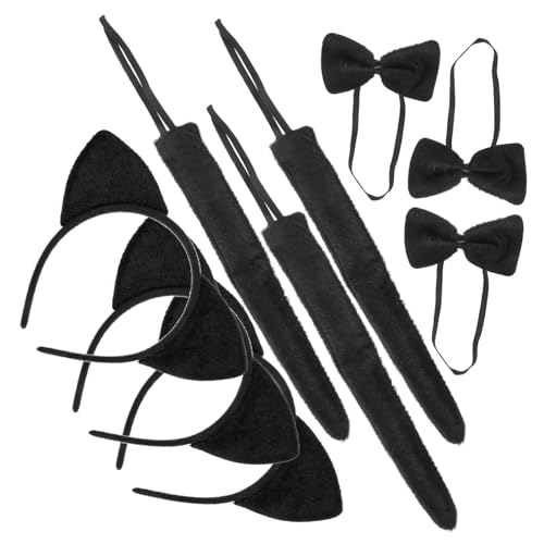 BESTonZON 3 Sätze Katzenohren Stirnband mit Verstellbarem Choker und Weiches Stoffkostüm für Geeignet für Halloween Cosplay Fasching und Mottopartys von BESTonZON