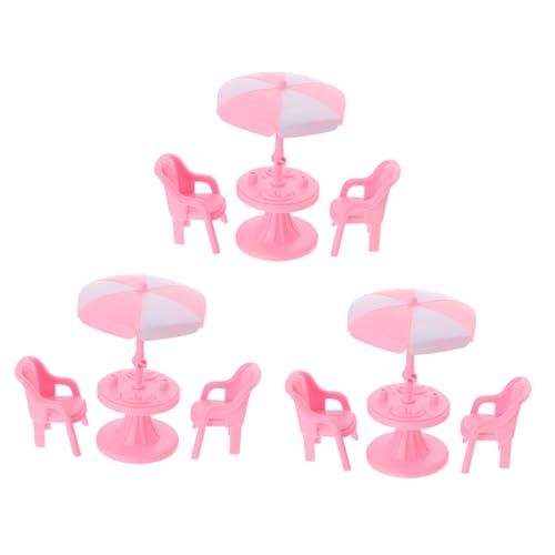 BESTonZON 3 Sätze Mini-Stuhlschirm Miniatures strandspielzeug Strandstuhl Strand spielzeuge Mini-Sonnenschirmmodell strandig tragbar Mini-Strandkorb Simulations-Requisiten Abs Weiß von BESTonZON