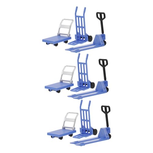 BESTonZON 9PCS Miniatur Baustellen Modellspielzeug Kleiner Gabelstapler Plattformwagen Und Handseilzug Für Ideal Für Lern Und Verkehrssimulationen von BESTonZON