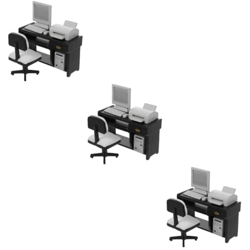 BESTonZON 3 Sätze Requisiten für Büroszenen Miniatur-Desktop-Computer Mini-Druckermodell Kinder geschirrset Spielzeug puppenhausmöbel Set Büro-Schreibtischzubehör Mini-Computer Puppenmöbel von BESTonZON