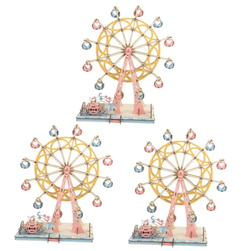 BESTonZON 3 Sätze Riesenrad 3D-Puzzle Rätsel Für Erwachsene Hölzern Chinesisches Puzzle Denksport-rätsel Pädagogisches Puzzle Puzzlespiele Handwerk Für Erwachsener Schmücken Kind Holz von BESTonZON