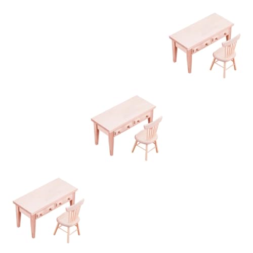 BESTonZON 3 Sätze STK Mini-schreibtischstuhl 1/12 Miniaturmöbel Miniatur-holzmöbel Mini-möbel Tisch Stuhl Puppenstuhl Miniaturtisch Figur Mini-holzmöbel Hölzern Bambus Puppenhaus Requisiten von BESTonZON