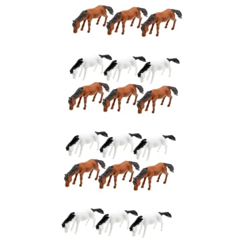 BESTonZON 3 Sätze Simulator- Knuddelig Klein Ornamente Pferdespielzeug Animal Figures Animal Toys Tortendeko Einschulung Mini-szenenschmuck Mini-landschaftspferdemodell PVC 6 Stück * 3 von BESTonZON
