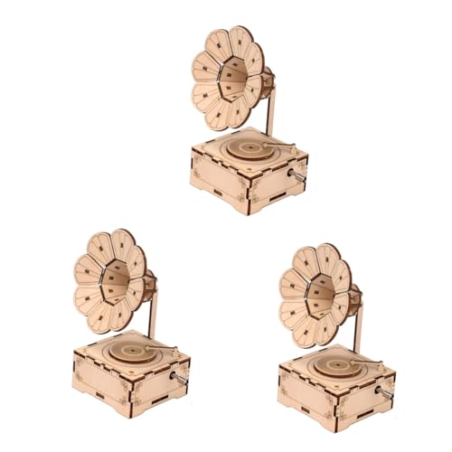 BESTonZON 3 Sätze Spieluhr selber Bauen Mini-Spielzeug 3D-Holzpuzzle Rätsel für Erwachsene Montagespielzeug Kinder DIY Material Handbuch Musikbox Modell Stahl von BESTonZON
