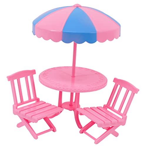 BESTonZON 3 Sätze Stuhl am Strand Kinder dekor Puppenhaus-Dekor Spielzeug Strandstuhl Möbel Stühle Miniatur-Strandaccessoires Mini Strandtisch Regenschirm Zubehör einstellen schmücken von BESTonZON