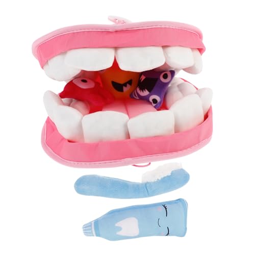 BESTonZON 3 Sätze Zahn Spielzeug Lernspielzeug Für Den Vorschulalter Modell Zum Zähneputzen Anatomiespielzeug des Menschlichen Körpers Plüschtiere Kind Polyester Puzzle Einstellen Rosa von BESTonZON