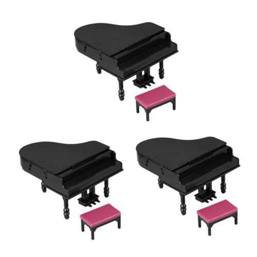 BESTonZON 3 Set Miniatur Dollhouse Grand Piano Mini -Klavierhockerspielzeug Mini -Klaviermodellmodell Miniaturpuppenhaus Dekoration Zubehör Miniatur Klavierhocker Musik Score Doll House von BESTonZON