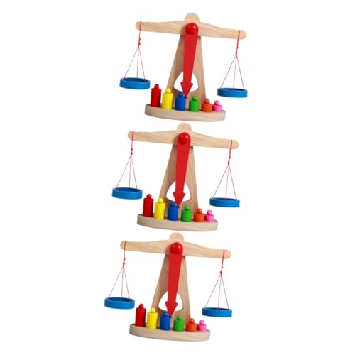 BESTonZON 3 Sets Balance Waagen Lernspielzeug Für Kinder Balance Mathe Spiel Holzwerkzeuge Lehrmittel Werkzeuge Für Kinder Gleichgewicht Zählen Mathe Spielzeug Gehirnspielzeug von BESTonZON