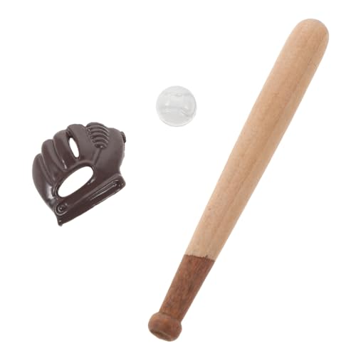 BESTonZON 3 Sets Baseball Hausschläger Modelle – Winzige DIY Projekte Displays Puppenhaus Dekorationen Ausrüstung Basteln Ball Dekor Sammler Bastelhandschuh Bastelarbeiten von BESTonZON