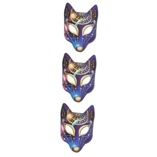 BESTonZON 3 Stk Fuchs Maske Tiermasken Für Kinder Halloween-kostümmaske Partei Weiße Maske Halloween-halbmaske Halbgesichts-fuchsmaske Karnevalsmaske Selber Machen Ledermaske Japan Karikatur von BESTonZON