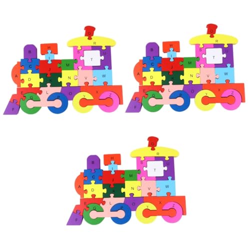 BESTonZON 3 Stück 26 Puzzle-Spielzeug für Kinder kinderspielzeug Kinder Spielzeug Buchstabenrätsel Puzzle-Spielzeug aus Holz Spielzeuge Kinder rätsel Bausteinspielzeug dreidimensional Blöcke von BESTonZON