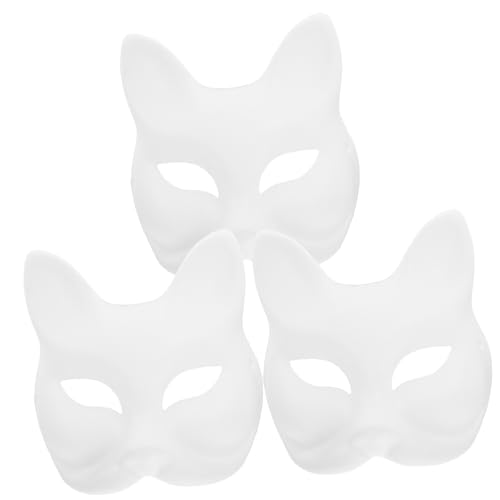 BESTonZON 3 Stück Diy Unbemalte Papiermaske für Fuchs Blanko Maske zum Bemalen Bastelmasken für Kreative Handarbeiten für Halloween und Maskenbälle BESTonZON 3 Stück Diy Unbemalte Papiermaske für Fuchs Blanko Maske zum Bemalen Bastelmasken für Kreative Handarbeiten für Halloween und Maskenbälle von BESTonZON