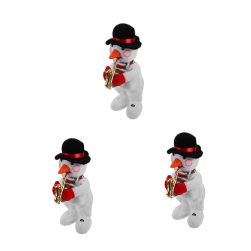 BESTonZON 3 Stück Elektrischer Plüsch Schneemann Tanzend und Singend Weihnachtsdeko für Weihnachtliches Weicher Weihnachtsmann Puppen Festliche Innenraumdekoration von BESTonZON