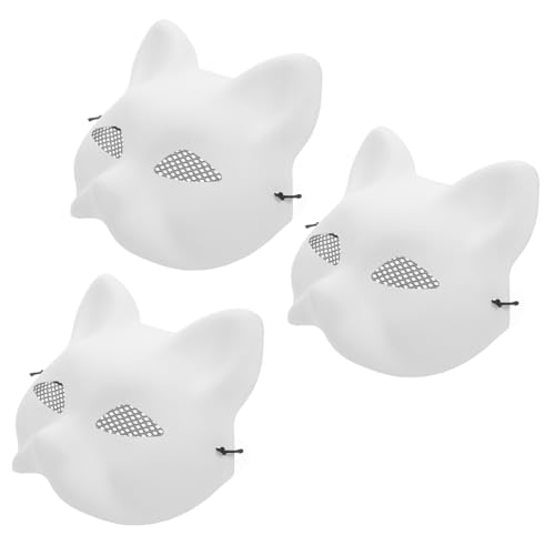 BESTonZON 3 Stück Fuchs Maske masken für halloween masken für karneval Faschingsmasken basteln DIY leere Fuchsmaske gesichtsmaske Maske für Maskerade-Party Halloween-Maskenstütze PVC Weiß von BESTonZON