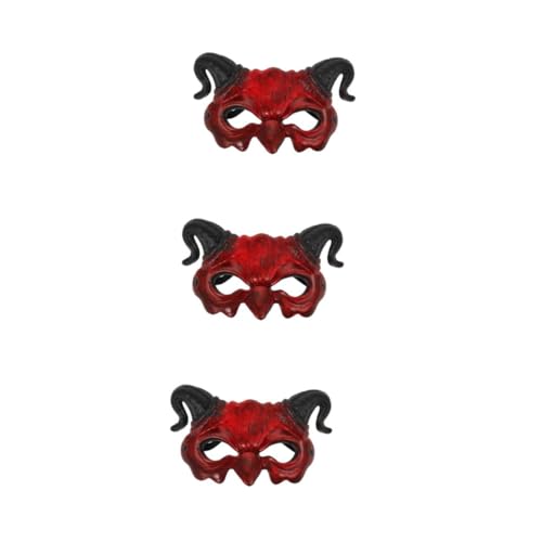 BESTonZON 3 Stück Halbgesichts Halloween Maske mit Hörnern Braun Rot Gruseliges Teufelsgesicht Cosplay und Party Maske für Erwachsene für Karneval Kostüm und Maskenbälle BESTonZON 3 Stück Halbgesichts Halloween Maske mit Hörnern Braun Rot Gruseliges Teufelsgesicht Cosplay und Party Maske für Erwachsene für Karneval Kostüm und Maskenbälle von BESTonZON