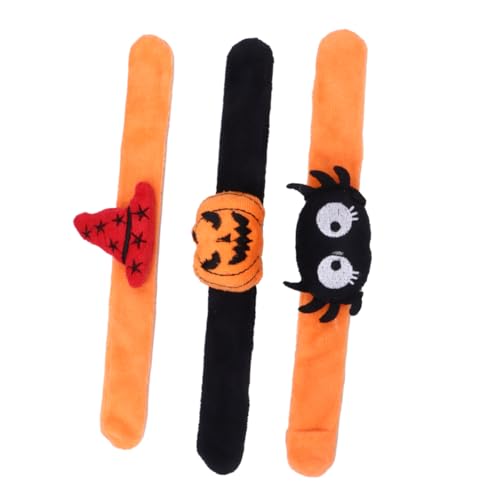 BESTonZON 3 Stück Halloween-Ring Halloween-Snap-Armband Kinderarmband Armbänder halloween gastgeschenke Halloween children's Halloween-Klappring Kinderklatschring Seidentuch von BESTonZON