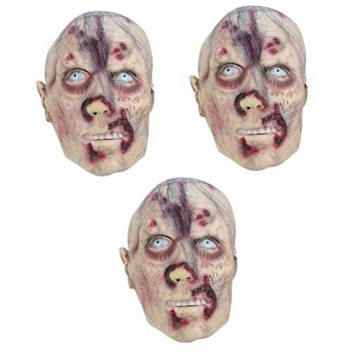 BESTonZON 3 Stück Halloween Zombie Latexmaske Horror Zombie Kopfbedeckung Halloween Horrormaske Halloween Zombie Maske Halloween Kreativmaske Cosplay Maske Naturlatex Requisiten von BESTonZON