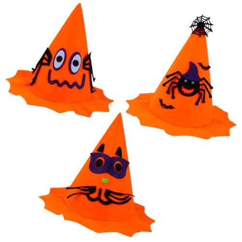 BESTonZON 3 Stück Hexen Hut Halloweenkostüm Hexenhaarschmuck Halloween-hexenhut-dekoration Halloween-requisiten Halloween Cosplay Hexenhut Party Maskerade Hexenhut Orange Vlies von BESTonZON