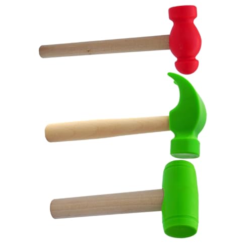 BESTonZON 3 Stück Holzhammer Spielset Leicht Klein Mallet Hammer für Kleinkinder Griff Geeignet Geschenk Rollenspiel Werkzeug von BESTonZON