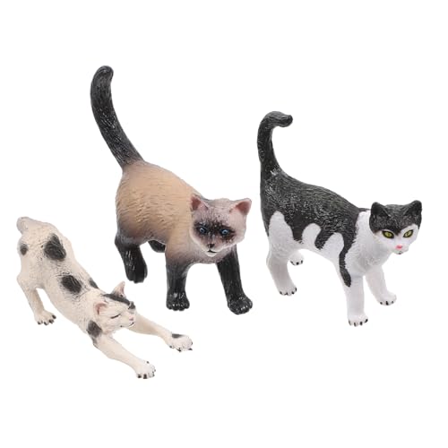 BESTonZON 3 Stück Katzenmodell Figuren Miniaturtiere Katzenstreu Kleintiermodell Kätzchen-Statue- Katzenbälle Katzenminze Katzenpaar-Statue Katzen Figur von BESTonZON