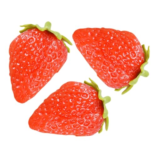 BESTonZON 3 Stück Künstliche Erdbeeren Teiliges aus Langlebigem Leichtem PVC Realistische Fake Früchte für Deko Fotografie zum Lernen Kompakt und Bruchsicher Vielseitig Einsetzbar BESTonZON 3 Stück Künstliche Erdbeeren Teiliges aus Langlebigem Leichtem PVC Realistische Fake Früchte für Deko Fotografie zum Lernen Kompakt und Bruchsicher Vielseitig Einsetzbar von BESTonZON
