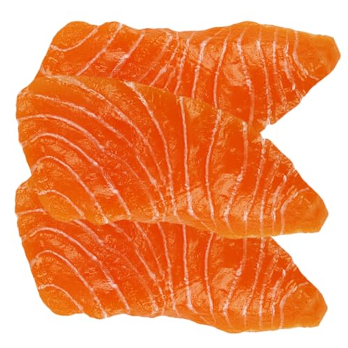 BESTonZON 3 Stück Künstliche Lachsscheiben Teiliges Realistische Fischfleisch Dekoration für Küche Restaurant Fotografie Requisiten Langlebiges Farbechtes Essensmodell für Tischdekoration BESTonZON 3 Stück Künstliche Lachsscheiben Teiliges Realistische Fischfleisch Dekoration für Küche Restaurant Fotografie Requisiten Langlebiges Farbechtes Essensmodell für Tischdekoration von BESTonZON