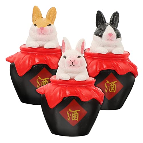 BESTonZON 3 Stück Mini-Kaninchen-Ornament Plüsch Käfig Frosch Puppe Miniaturen Figuren Frösche Hamster Ausgestopft Wurf Hase Miniaturornament Wohnkultur PVC von BESTonZON