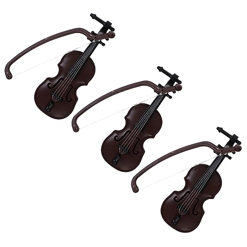 BESTonZON 3 Stück Mini Musikinstrumente Spielzeuggitarre Kleinste Geige Babyklavier Miniaturinstrument Miniaturen Winziges Geigenspielzeug Geigenschlüsselbund Zarte Geigenbastelei von BESTonZON