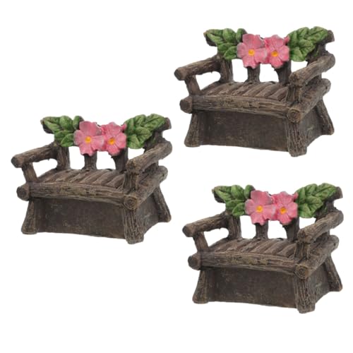 BESTonZON 3 Stück Mini Stuhl Miniatur Garten Für Sitzenden Gnom Süßer Puppenhausstuhl Winzige Möbel Mini Accessoire Mini Harzfiguren Mini Möbel Kunstharz von BESTonZON
