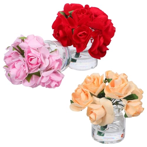 BESTonZON 3 Stück Miniatur Glasvase mit Realistischen Rosen Transparente Kleine Blumendeko für Puppenhaus Mini Blumentopf Zubehör für Sammler und Modellliebhaber Nordischer Stil BESTonZON 3 Stück Miniatur Glasvase mit Realistischen Rosen Transparente Kleine Blumendeko für Puppenhaus Mini Blumentopf Zubehör für Sammler und Modellliebhaber Nordischer Stil von BESTonZON