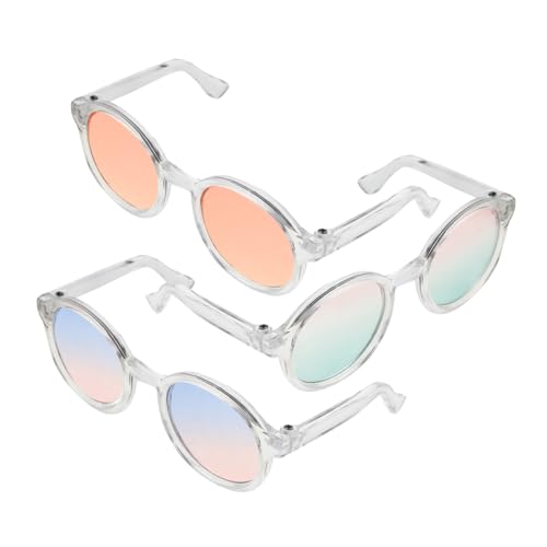 BESTonZON 3 Stück Miniatur Puppenbrille Rund für Puppen Modische Kunststoffbrillen DIY Puppenhaus Zubehör Vielseitig Passend für Puppenkostüme und Sammlungen von BESTonZON