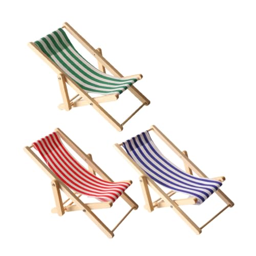 BESTonZON 3 Stück Miniatur Puppenhaus Strandstuhl Teiliges Faltbare Holz Liegestühle in Rot Blau Grün Stabile Bauweise Platzsparend Klappbar Dekorative Miniaturmöbel für DIY Seaside Modelle BESTonZON 3 Stück Miniatur Puppenhaus Strandstuhl Teiliges Faltbare Holz Liegestühle in Rot Blau Grün Stabile Bauweise Platzsparend Klappbar Dekorative Miniaturmöbel für DIY Seaside Modelle von BESTonZON