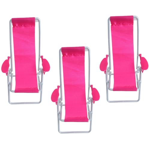 BESTonZON 3 Stück Miniatur Strandstuhl Teiliges Klappbar Leicht Mini Deck Chair Puppenhaus Möbel für Mikro Garten Deko Pflanzen Party Dekoration von BESTonZON