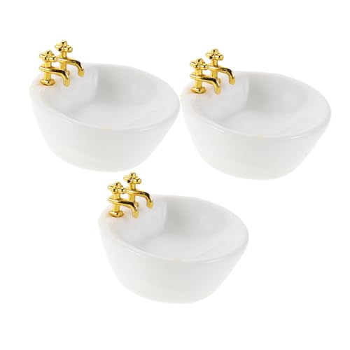 BESTonZON 3 Stück Puppenhaus Badezimmerzubehör Dekor Waschbecken Winziges Waschbecken Miniatur Badezimmermöbel Miniatur Puppenhaus Badezimmer Küchenspüle Weißes BESTonZON 3 Stück Puppenhaus Badezimmerzubehör Dekor Waschbecken Winziges Waschbecken Miniatur Badezimmermöbel Miniatur Puppenhaus Badezimmer Küchenspüle Weißes von BESTonZON