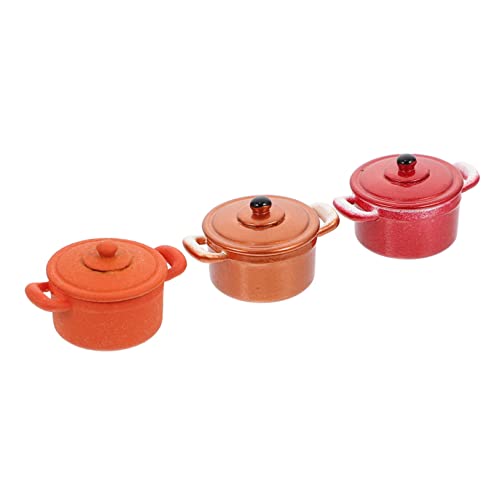 BESTonZON 3 Stück Puppenhaus Topf Puppenhaus Zubehör Kleines Kleines Winzige Häuser Winzige Häuser Mini Suppentopf Ornamente Mini Mini Dekorationen Desktop von BESTonZON