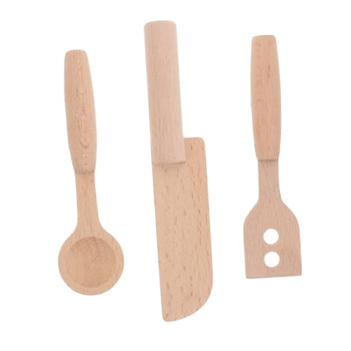 BESTonZON 3 Stück Realistisches Kochwerkzeug mit Messer und Löffel für Kreatives Rollenspiel zum Schneiden von Obst Gemüse und Salat von BESTonZON