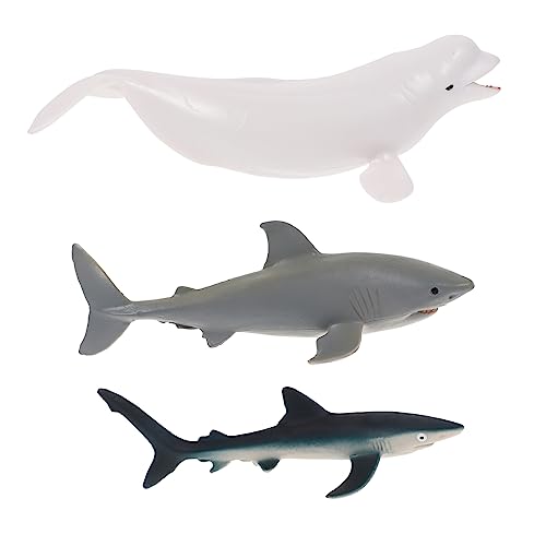 BESTonZON 3 Stück Sea Life-Statue meerestiere Figuren für hühner eincremehilfe weinachtsgeschenke Fischspielzeug für Kleinkinder Leben wie EIN Hai Plastik von BESTonZON