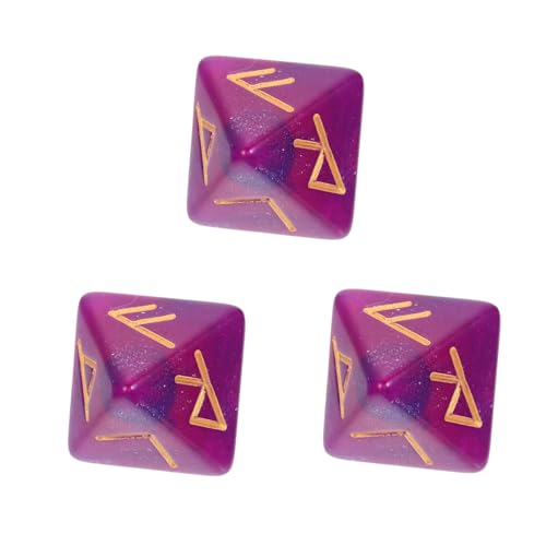 BESTonZON 3 Stück Seitiges Polyedrisches Acrylwürfelset Teilig Farbverlauf Violett Blau Rune Spielwürfel für Brettspiele Rollenspiele Party Zubehör Retro Handspielzeug von BESTonZON
