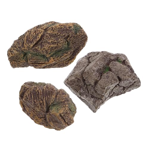 BESTonZON 3stücke Teiliges Dekorativer Kunststeine Für Aquarien Realistische Miniatur-felsen Aus Polyresin Für Garten Und Landschaftsgestaltung Dekoration Für Shrimp-Tanks Und Bonsai von BESTonZON