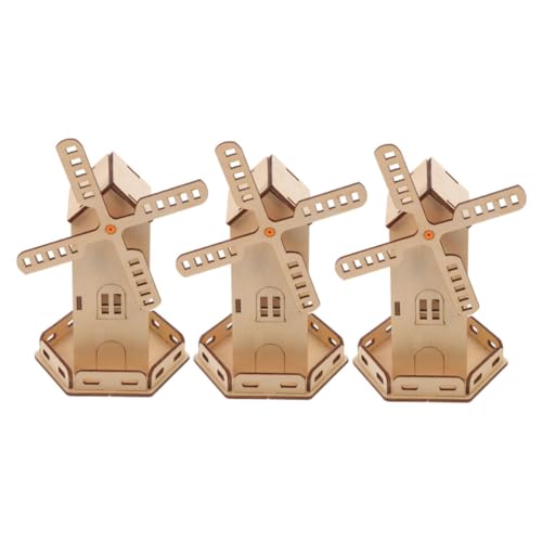 BESTonZON 3 Stück Solar Windmühle Modell Handgefertigtes Holzhaus 3D Windmill Kit Windmühlen-wissenschaftsset Wissenschaftliche Experimente Für Solarmontagespielzeug Beige Hölzern BESTonZON 3 Stück Solar Windmühle Modell Handgefertigtes Holzhaus 3D Windmill Kit Windmühlen-wissenschaftsset Wissenschaftliche Experimente Für Solarmontagespielzeug Beige Hölzern von BESTonZON