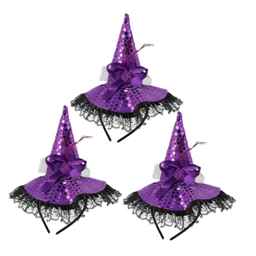 BESTonZON 3 Stück Teiliges Halloween Hexenhut Stirnband mit Glitzer Leichter und Tragbarer Hexenhut Kopfschmuck für Frauen Bezauberndes Cosplay Zubehör für Party Kostümfest BESTonZON 3 Stück Teiliges Halloween Hexenhut Stirnband mit Glitzer Leichter und Tragbarer Hexenhut Kopfschmuck für Frauen Bezauberndes Cosplay Zubehör für Party Kostümfest von BESTonZON
