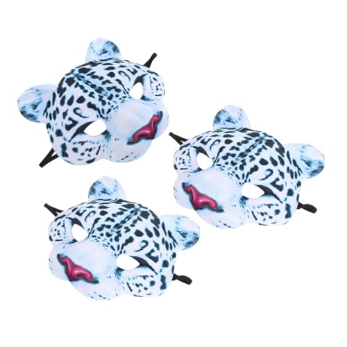 BESTonZON 3 Stück Teiliges Halloween Schneeleopard Halbgesichtsmaske aus Strapazierfähigem EVA Atmungsaktive Tier-cosplay-maske für Karneval Tierparty und Kostüm-dekoration von BESTonZON